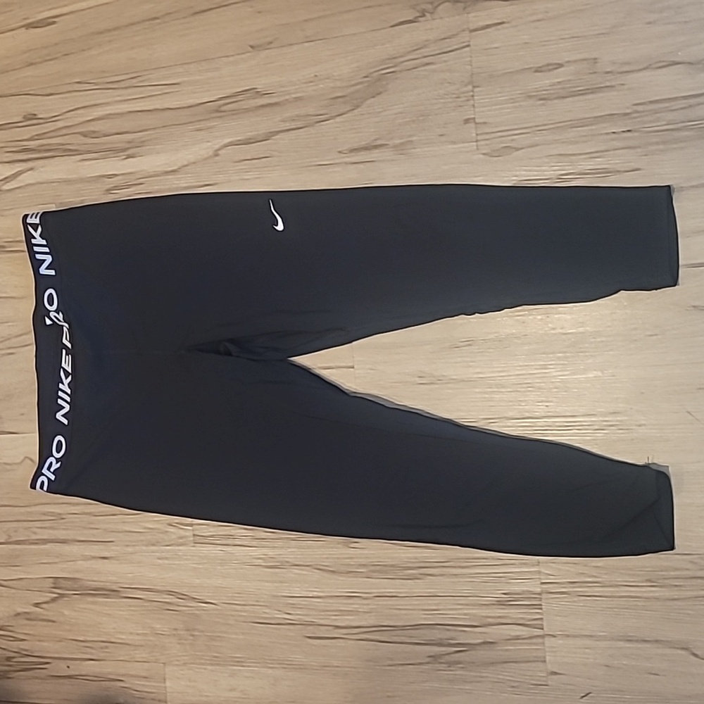 Nike Pro Dark Gray Leggings with White Logo